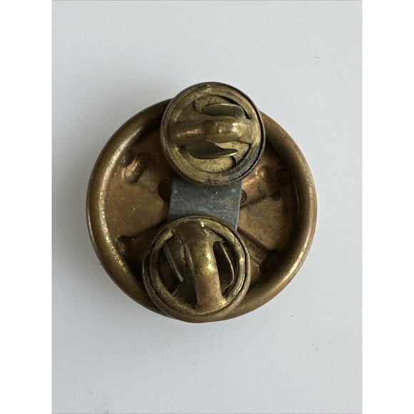 Vintage WWII Era USA Army Coast Artillery Brass Collar Disc Double Pinback EUC - Picture 2 of 3